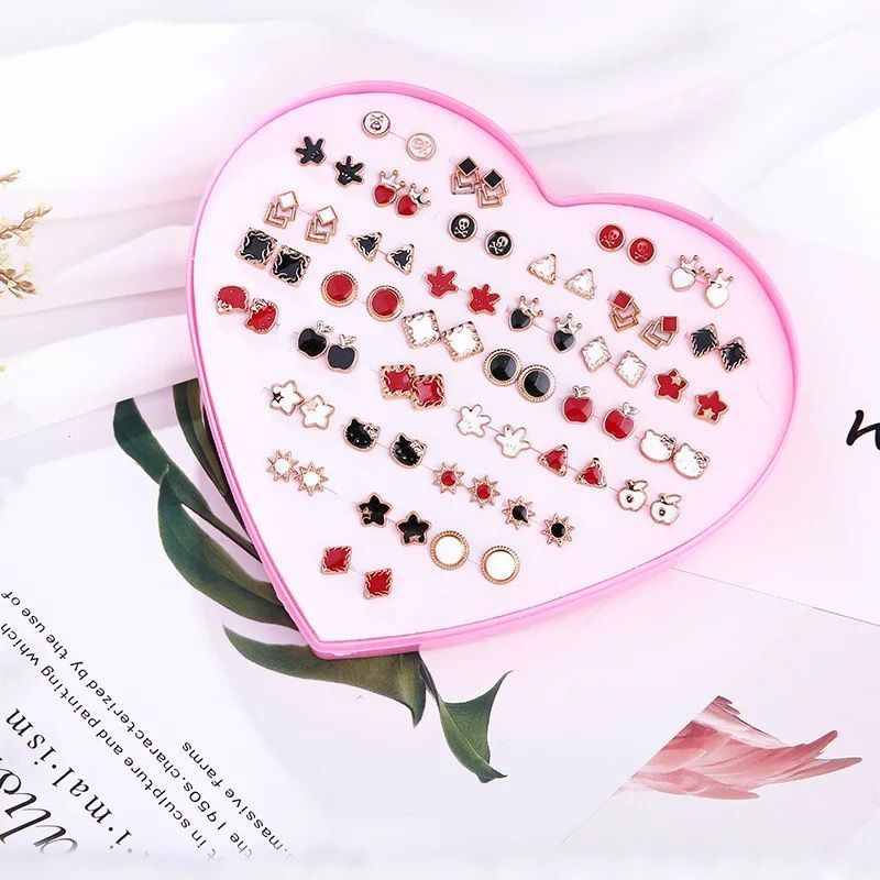 1 Set Casual Simple Style Animal Letter Fruit Enamel Plating Inlay Alloy Rhinestones Ear Studs