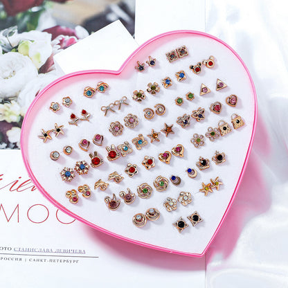 1 Set Casual Simple Style Animal Letter Fruit Enamel Plating Inlay Alloy Rhinestones Ear Studs