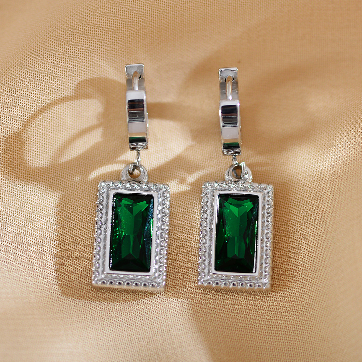 1 Pair Elegant Luxurious Simple Style Square Plating Inlay Stainless Steel Zircon Silver Plated Earrings