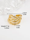 Casual Simple Style Cross Lines Copper Irregular Plating Hollow Out 18k Gold Plated Open Ring