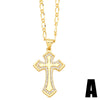 Ig Style Simple Style Cross Copper Plating Inlay Zircon 18k Gold Plated Pendant Necklace