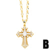 Ig Style Simple Style Cross Copper Plating Inlay Zircon 18k Gold Plated Pendant Necklace