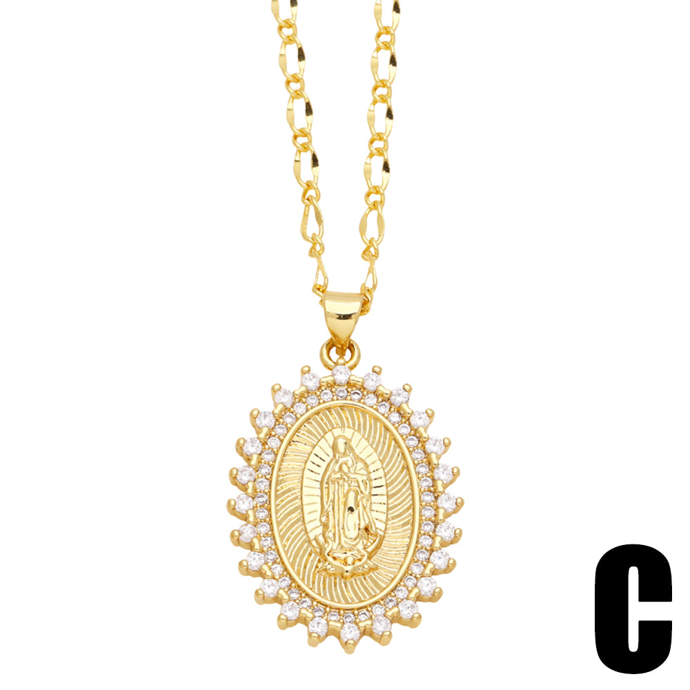 Ig Style Retro Cross Copper 18k Gold Plated Zircon Pendant Necklace In Bulk