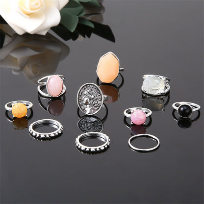 Wholesale Jewelry Vintage Style Geometric Alloy Artificial Gemstones Rhinestones Zircon Plating Inlay Rings