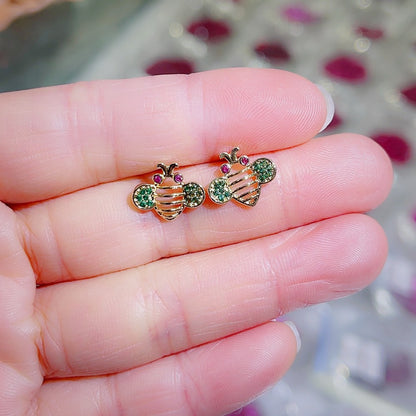 1 Pair Casual Bee Plating Inlay Copper Zircon 18k Gold Plated Ear Studs