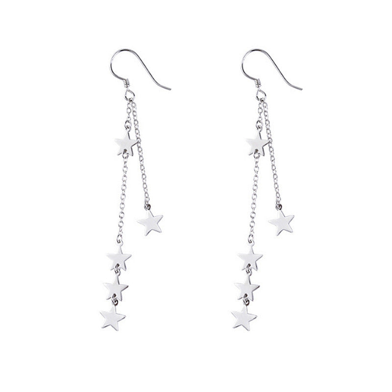 1 Pair Vacation Star Chain Sterling Silver Drop Earrings