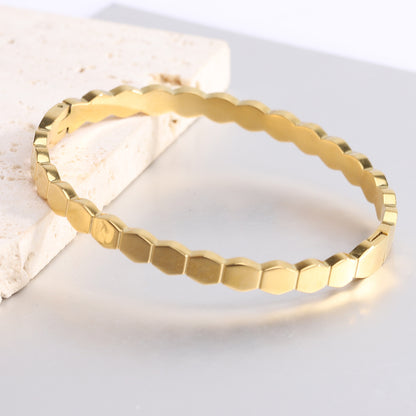 Simple Style Solid Color Stainless Steel Plating Gold Plated Bangle