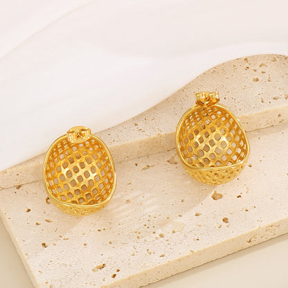 1 Pair Modern Style C Shape Plating Stainless Steel 18k Gold Plated Ear Studs