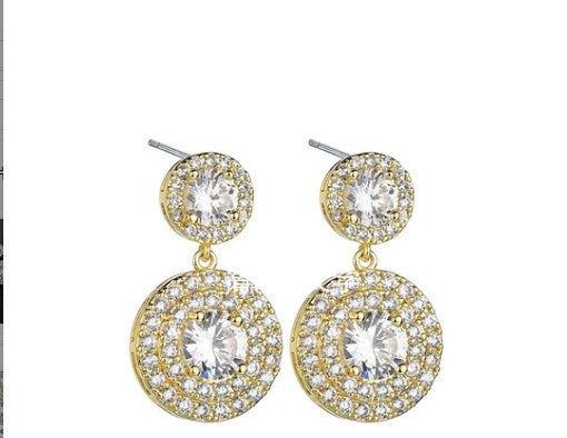 1 Pair Modern Style Round Plating Inlay Copper Zircon Gold Plated Drop Earrings