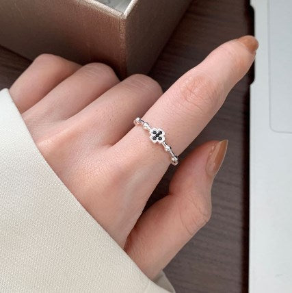 Retro Cross Sterling Silver Plating Inlay Artificial Diamond Open Ring