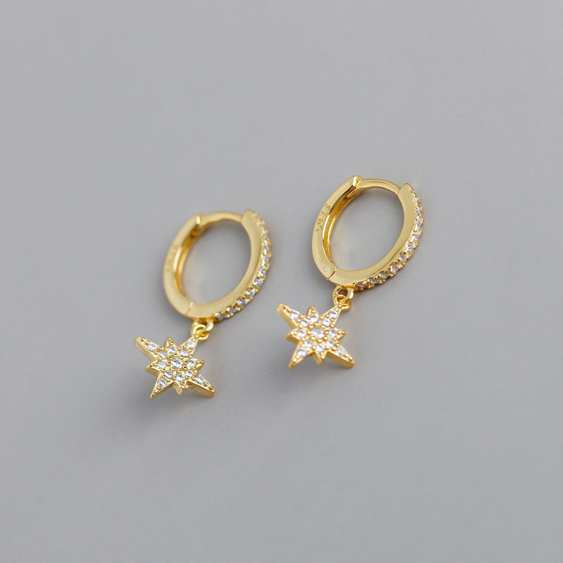 1 Pair Ig Style Casual Star Plating Inlay Sterling Silver Zircon Drop Earrings