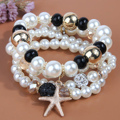 Vacation Starfish Artificial Pearl Alloy Wholesale Bracelets