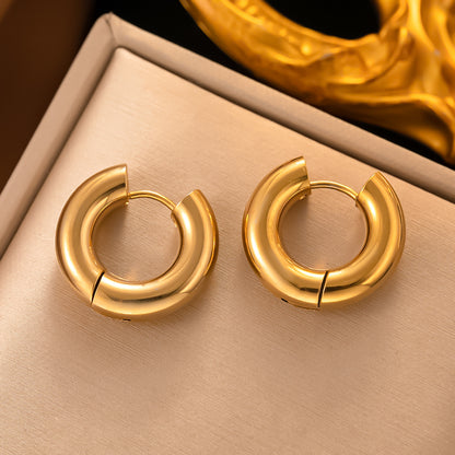 1 Pair Retro Simple Style Round Plating Titanium Steel 18k Gold Plated Earrings