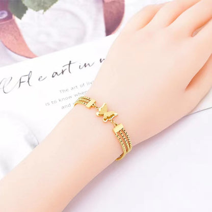 Casual Roman Style Butterfly Titanium Steel Plating 18k Gold Plated Bracelets