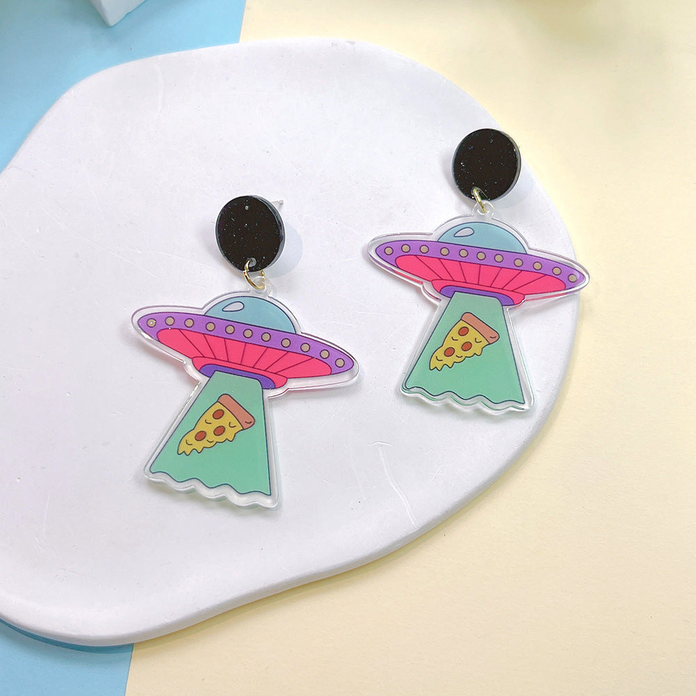 1 Pair Cartoon Style Alien Ufo Arylic Drop Earrings