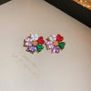 Sweet Flower Copper Plating Inlay Zircon Gold Plated Rings Earrings Necklace