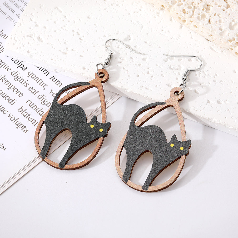 1 Pair Casual Simple Style Animal Water Droplets Mushroom Wood Drop Earrings