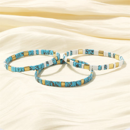 Bohemian Square Turquoise Copper Stoving Varnish Plating 18k Gold Plated Bracelets