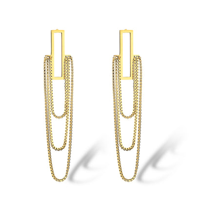 1 Pair Simple Style Commute Tassel Plating Imitation Pearl Titanium Steel 18k Gold Plated Drop Earrings