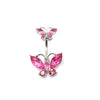 Glam Retro Butterfly Stainless Steel Alloy Plating Inlay Zircon White Gold Plated Gold Plated Silver Plated Belly Ring