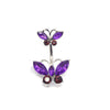 Glam Retro Butterfly Stainless Steel Alloy Plating Inlay Zircon White Gold Plated Gold Plated Silver Plated Belly Ring