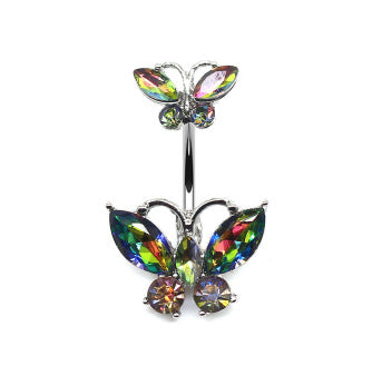 Glam Retro Butterfly Stainless Steel Alloy Plating Inlay Zircon White Gold Plated Gold Plated Silver Plated Belly Ring