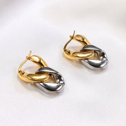 1 Pair Simple Style Color Block Plating Titanium Steel Gold Plated Drop Earrings