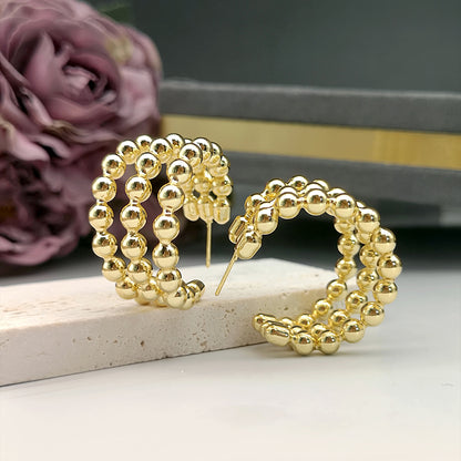 1 Pair Simple Style Commute C Shape Plating Three-dimensional Copper Gold Plated Ear Studs