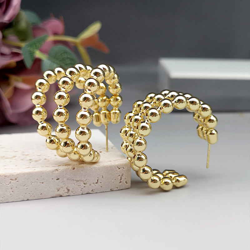 1 Pair Simple Style Commute C Shape Plating Three-dimensional Copper Gold Plated Ear Studs