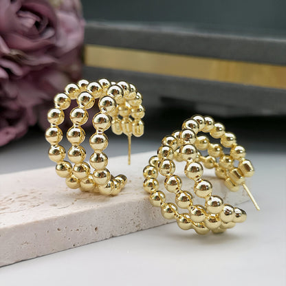 1 Pair Simple Style Commute C Shape Plating Three-dimensional Copper Gold Plated Ear Studs