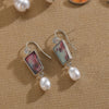 1 Pair Retro Classic Style Oval Water Droplets Inlay Alloy Artificial Pearls Natural Stone Agate Drop Earrings