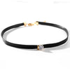 Sexy Simple Style Geometric Pu Leather Alloy Inlay Artificial Pearls Rhinestones Zircon Women's Choker