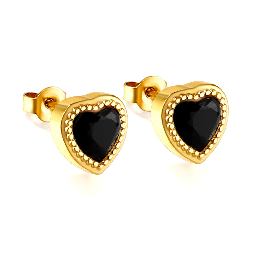 Elegant Streetwear Heart Shape Stainless Steel Plating Inlay Zircon Earrings Necklace