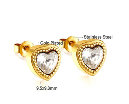 Elegant Streetwear Heart Shape Stainless Steel Plating Inlay Zircon Earrings Necklace