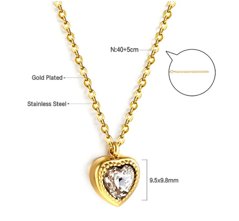 Elegant Streetwear Heart Shape Stainless Steel Plating Inlay Zircon Earrings Necklace