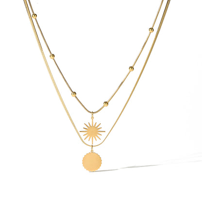 Simple Style Commute Geometric Titanium Steel Plating 18k Gold Plated Pendant Necklace