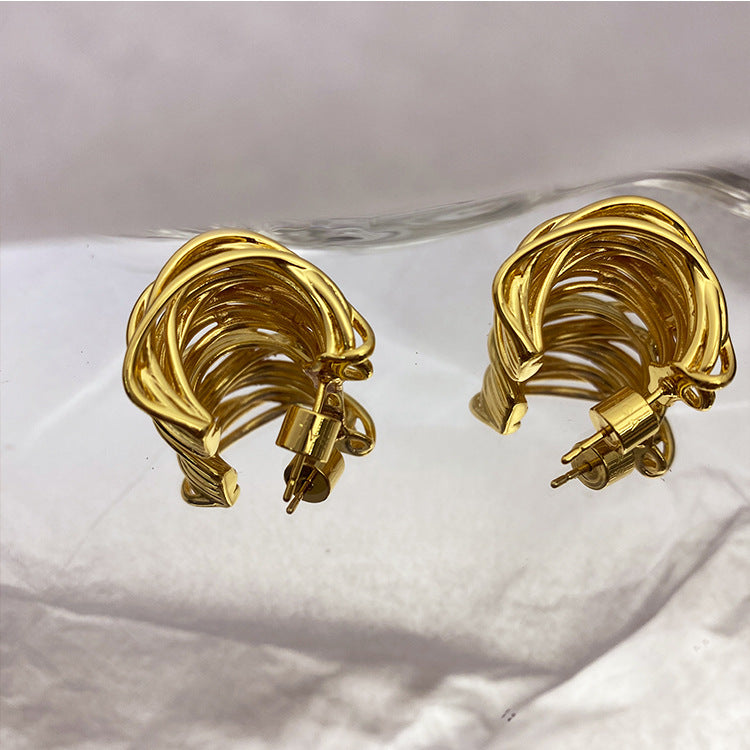 1 Pair Modern Style C Shape Plating Copper Ear Studs