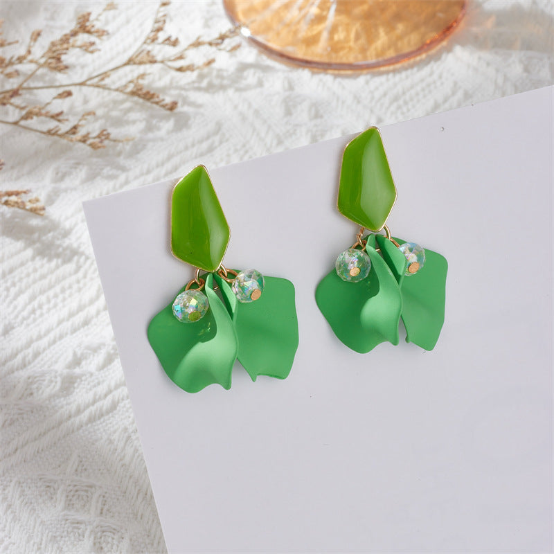 1 Pair Sweet Irregular Petal Enamel Stoving Varnish Alloy Drop Earrings