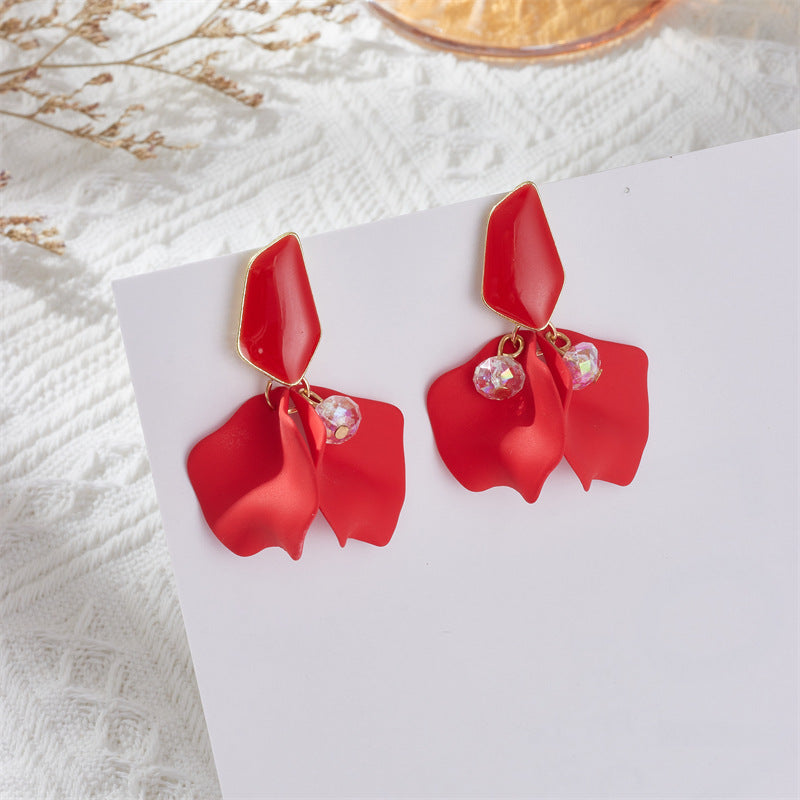 1 Pair Sweet Irregular Petal Enamel Stoving Varnish Alloy Drop Earrings