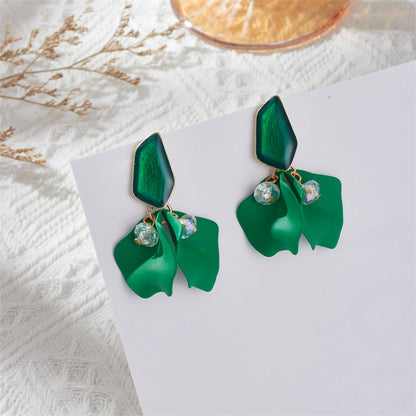 1 Pair Sweet Irregular Petal Enamel Stoving Varnish Alloy Drop Earrings