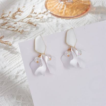 1 Pair Sweet Irregular Petal Enamel Stoving Varnish Alloy Drop Earrings