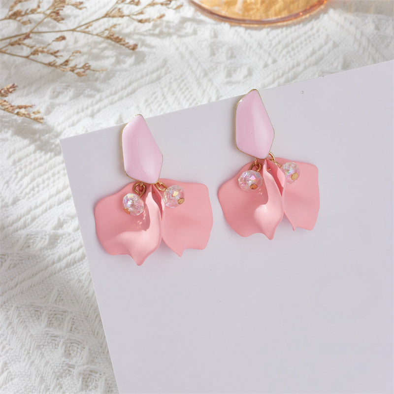 1 Pair Sweet Irregular Petal Enamel Stoving Varnish Alloy Drop Earrings