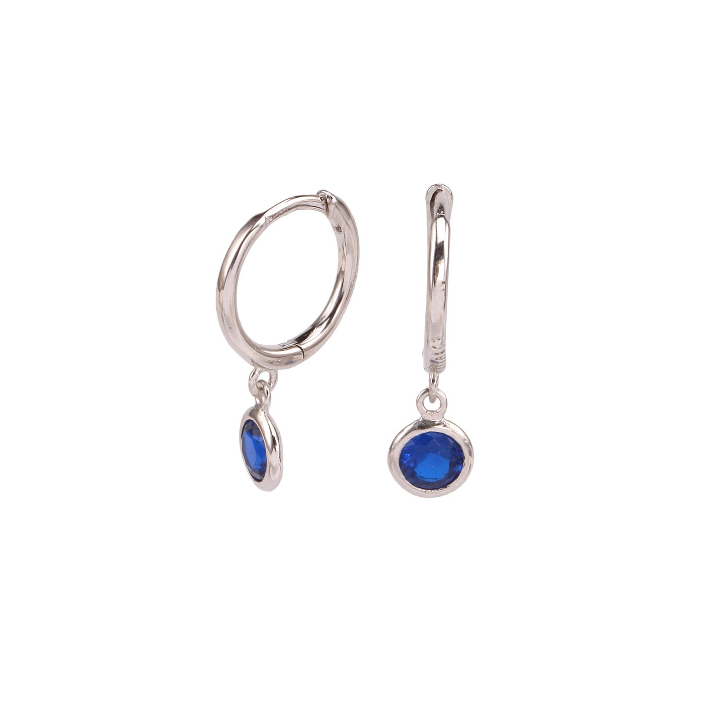 1 Pair Simple Style Round Inlay Sterling Silver Birthstone Drop Earrings