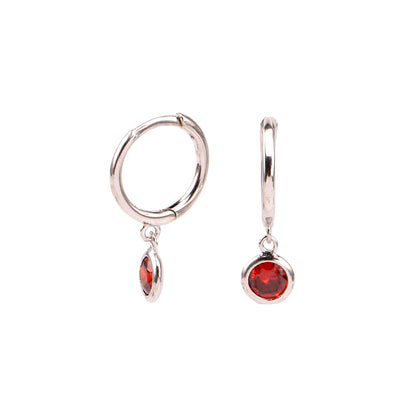 1 Pair Simple Style Round Inlay Sterling Silver Birthstone Drop Earrings