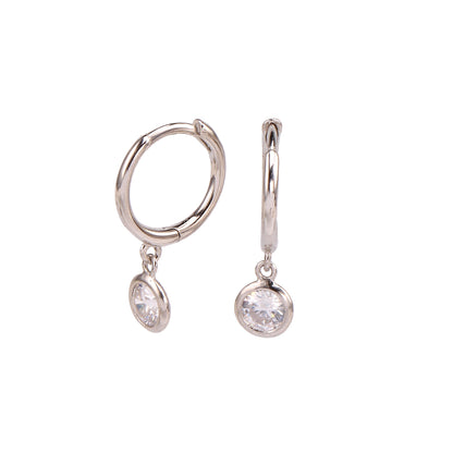 1 Pair Simple Style Round Inlay Sterling Silver Birthstone Drop Earrings