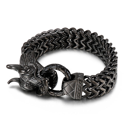 Hip-hop Simple Style Classic Style Dragon Titanium Steel Plating 18k Gold Plated Men's Bracelets