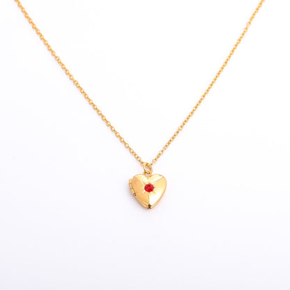 Simple Style Commute Heart Shape Copper 18k Gold Plated Zircon Pendant Necklace In Bulk