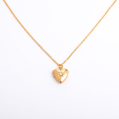 Simple Style Commute Heart Shape Copper 18k Gold Plated Zircon Pendant Necklace In Bulk