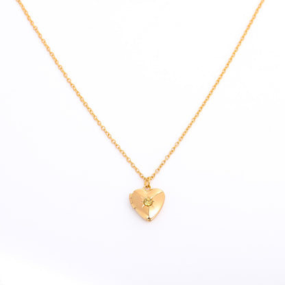 Simple Style Commute Heart Shape Copper 18k Gold Plated Zircon Pendant Necklace In Bulk