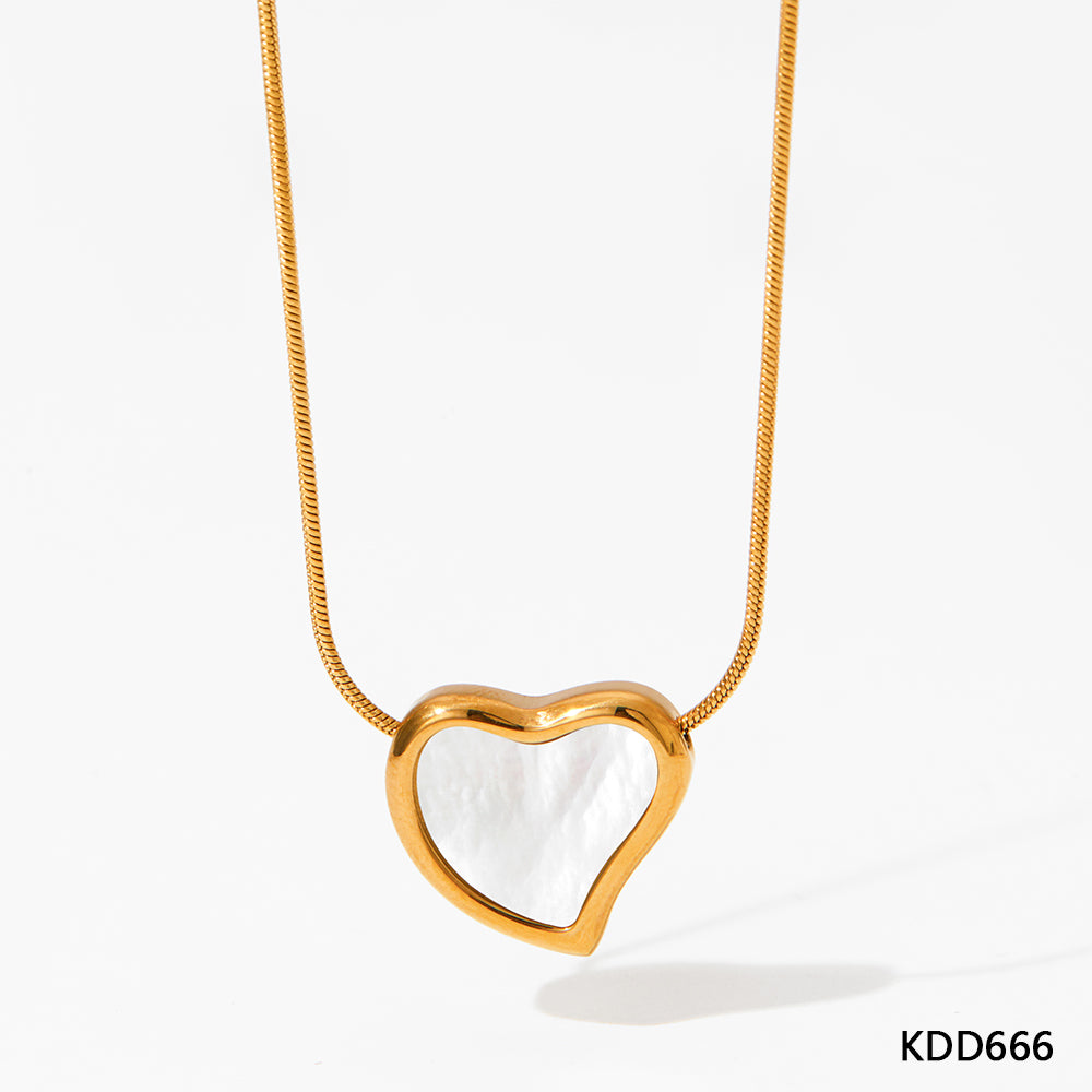 Casual Simple Style Heart Shape Stainless Steel Plating Inlay Artificial Gemstones Gold Plated Necklace